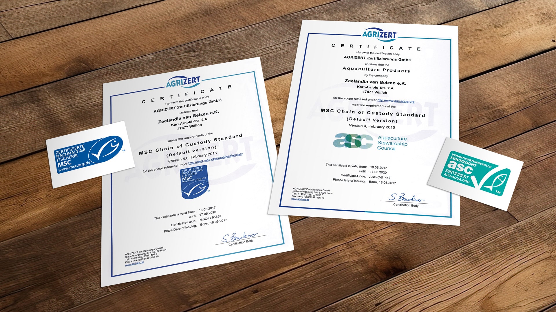 Zeelandia van Belzen erhält MSC- und ASC-Zertifizierungen